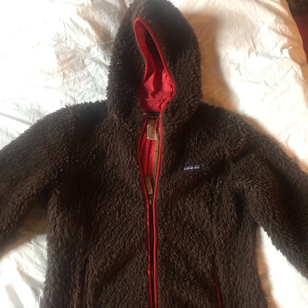 Brown Patagonia High Pile Fleece Hooded Jacket